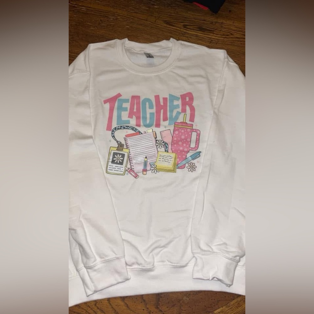 Teacher Stuff Crewneck Sweatshirt NWOT
